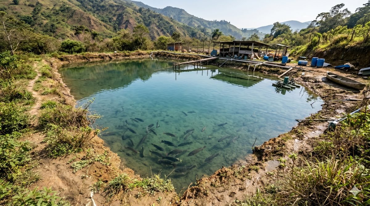 Estanque piscícola después del tratamiento