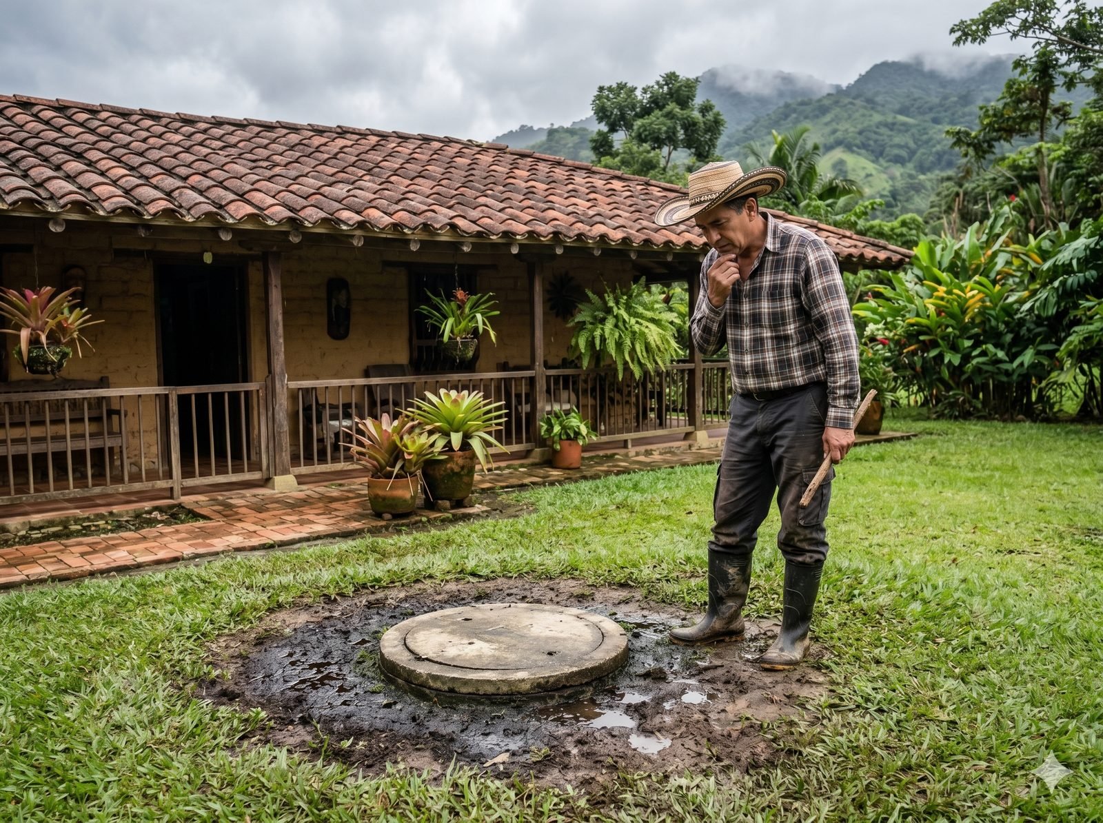 Pozo séptico antes del tratamiento